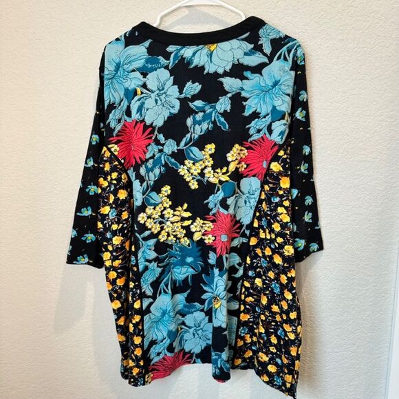 Ulla Popken Black Blue Yellow Floral Casual Blouse - Size 20/22 - EUC - Picture 5 of 6